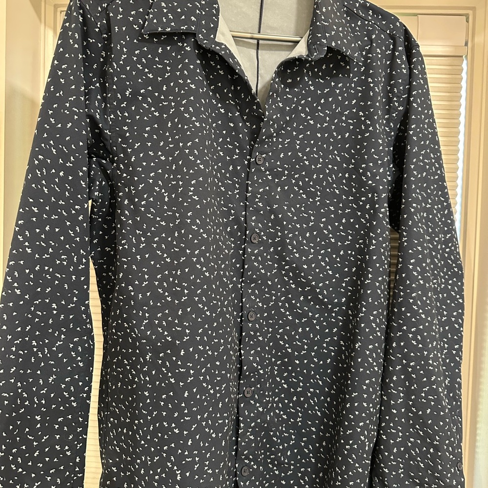 Lululemon Navy blue Button-Up Shirt with White Pattern